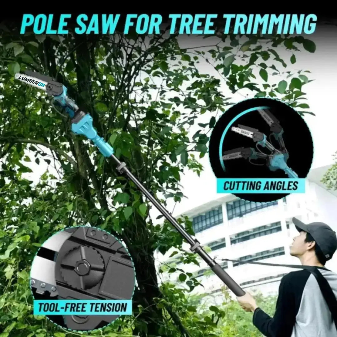 Lumberon R2 Pro — 2-in-1 Cordless Telescopic Pole Chainsaw & Mini Chainsaw + FREE Battery + Fast Charger