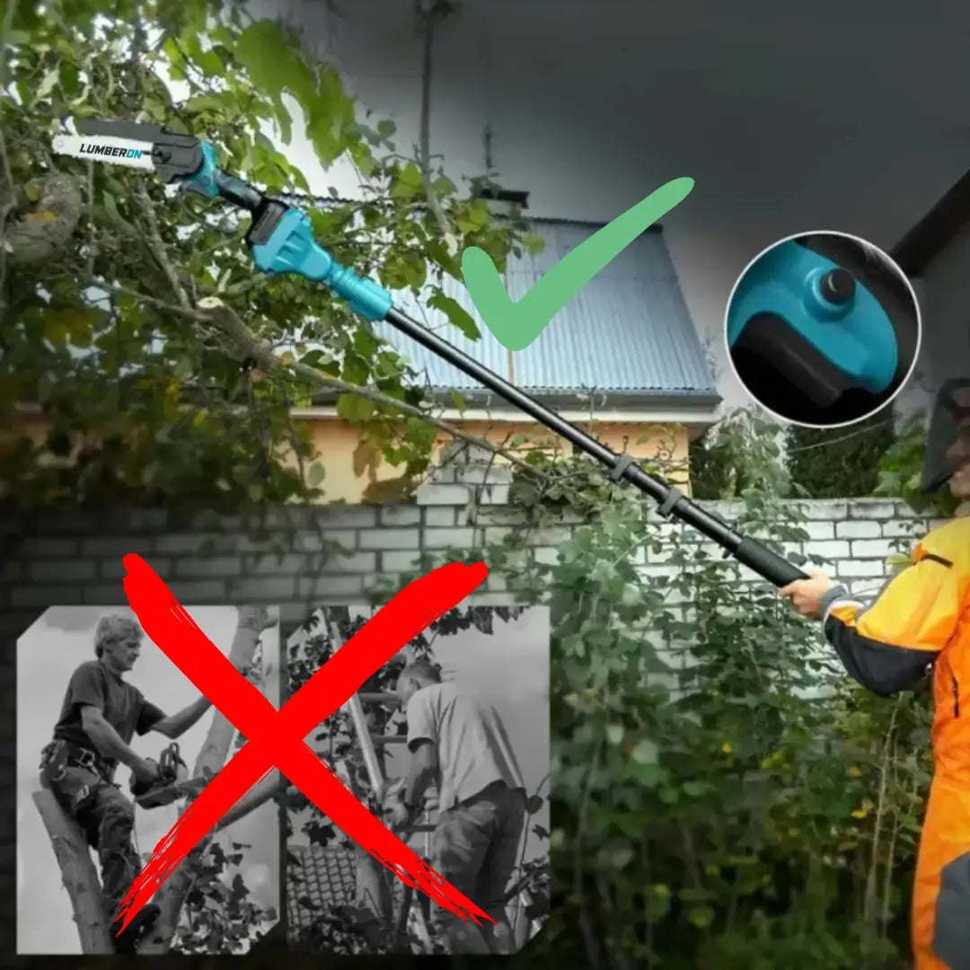 Lumberon R2 Pro — 2-in-1 Cordless Telescopic Pole Chainsaw & Mini Chainsaw + FREE Battery + Fast Charger
